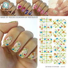 Cartoon Ice cream Flowers font b Tartan b font Water Transfer Design Nails Stickers Manicure Styling