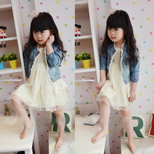 Girls Kids Lace Cowboy Jacket Denim Top Button Costume Outfits Jean Coat 2 7T