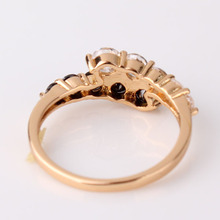 2014 Classic 18K Gold Filled Rings White Black Crystals CZ Eternal Engagement Love Rings For Women
