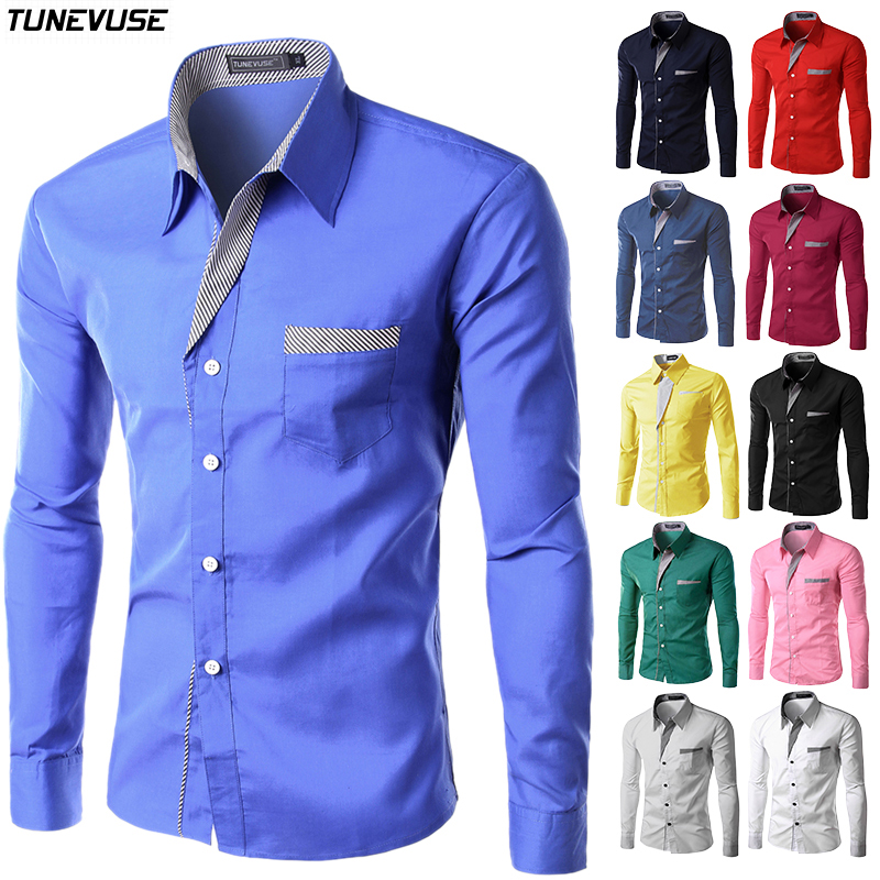 Brand New Mens Formal Business Shirts Casual Slim Long Sleeve font b Dresse b font Shirts