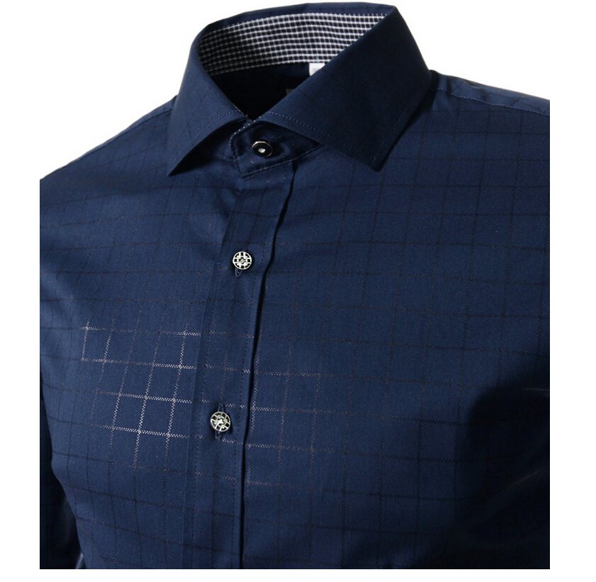 Men s Shirts 2015 New Fashion Designer Casual Long Sleeved Plaid Shirt Male Camisas Hombre Slim
