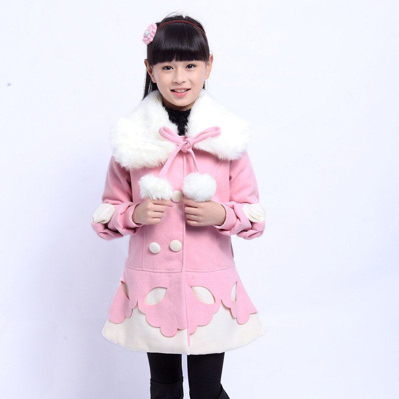 2015 Winter children coat girls Wool Warm Jacket,Baby Grils Woolen Outerwear Coat,Russia Kids Long Down Thick Coat