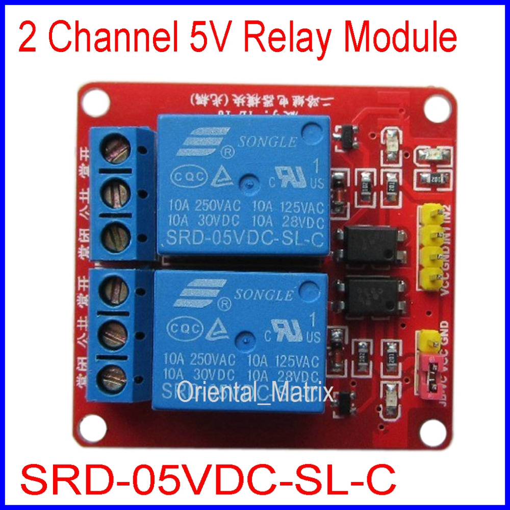 Free Shipping! 5pcs 2 Channel 5V Relay Module Optical Coupling Isolation 5V Low Level Suction