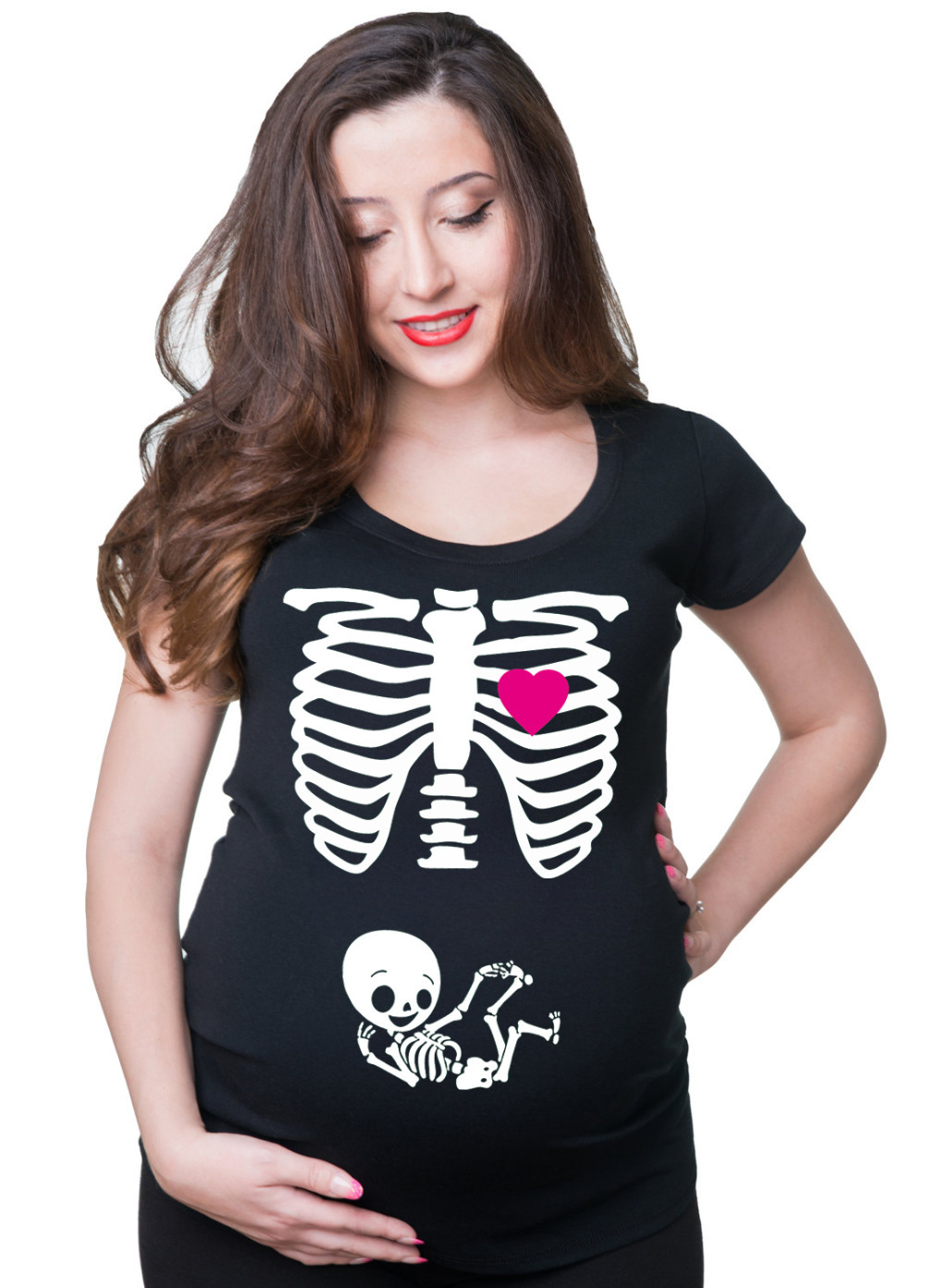 2015 Maternity Pregnancy Funny Xray Skeleton Bany Print Clothes For Pregnant Women Maternity T