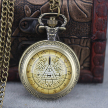 New Fashion Steampunk Drama Gravity Falls Mysteries Bill Cipher Wheel pocket watch necklace Glass Cabochon Handmade Jewelry