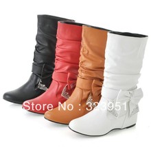 Fashion flat shoes for women mid calf boots large size women s boots warm winter snow