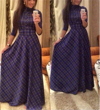 2016 winter fall maxi long dress designer womens vintage classic font b plaid b font floor