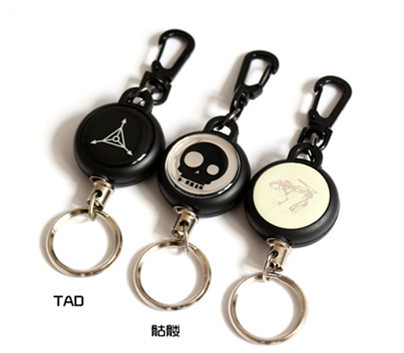 2Pcs 35mm High Strength Steel Pull Keyring Tag Card Holder Recoil Belt Metal retractable extension reel key chain