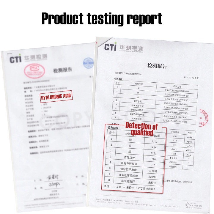 hyaluronic acid solution Product testing report