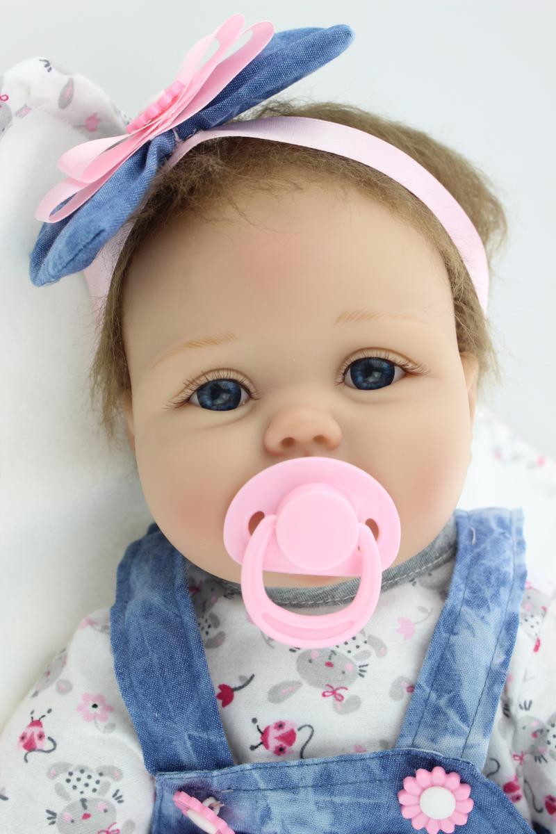 55cm/22 inch Soft Silicone Reborn Baby Dolls Handmade Baby Pacifier Lifelike Realistic Dolls for children bonecas brinquedos