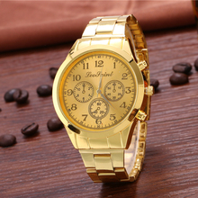 Men’s fashion gold quartz watch, ms business electronic watches, high-grade luxury watch brands, Roman numerals golden strap