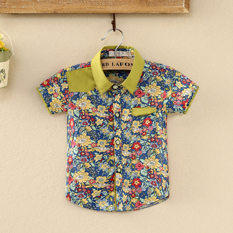 Boys Shirts Kids Camisa Shirt Floral Blouse Summer Style Fashion Beach Style Baby Children Clothes Boys