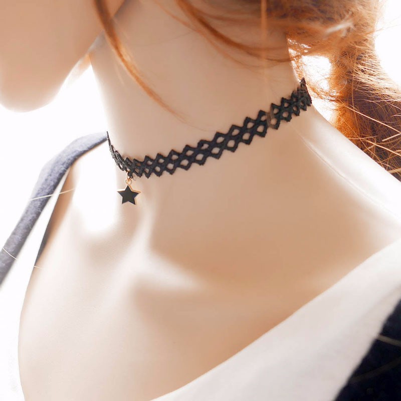 Drop Shipping Cute Black Star Statement Women Choker Necklace Jewelry Luxury Neck Choker Style Pendant Necklaces 620090