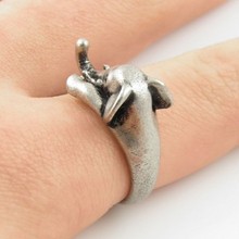 1pc Free shipping 2015 New Elephant Animal Wrap Ring in Antique Silver and Bronze color for