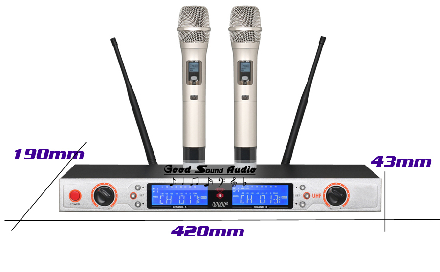 Professional 150m Cordless Distance Dual Channel UHF Wireless Microphone System Handheld Mic Transmitter For Karaoke KTV