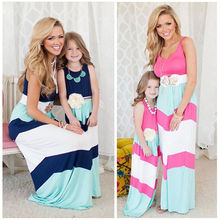 Family Dress Mother and Daughter Matching Striped Womens Girls Summer Sleeveless Casual Boho Beach Long Dress Sundress Vestidos