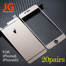 JG 20 pairs/lot Front + Back Tempered Glass Color Film 6S Full Cover Screen Protector Honeycomb Mesh Pattern for iphone6 6S