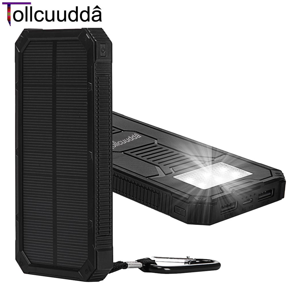 Tollcuudda Fast Phone Charger Battery Solar Panel Power Bank For IPhone Samsung Xiaomi Huawei External bank Mobile Power Box