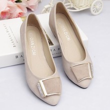 2016 Spring &autumn sweet PU soft leather pointed toe flat elevator rhinestone women’s single shoes plus size dipper shoes