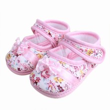 Lovely Infants Baby Kids Bowknot Flower Printed Prewalker Cotton Cloth Shoes New