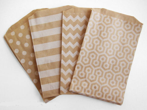 Paper Stripes Kraft  5 Buffet  kraft  Polka 100 candy x7 bags Bags Safe Dots Food paper Popcorn