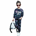 2016 Autumn Winter Style Baby Girls Graffiti O neck 2pcs set Kids School Tracksuit Uniform Sport