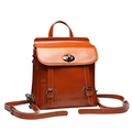 Fashion Burnished Cowhide Backpack Women Korean Trend Preppy Style School Bag Designer Casual Belt Buckle Flap