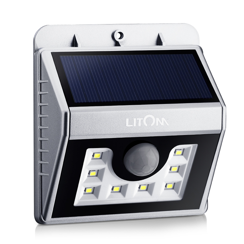 Litom LSL5S Waterproof 8 LED Security Solar Powered Light PIR Motion Sensor Light Wall Lamp for Path Stairs Garden Outdoor