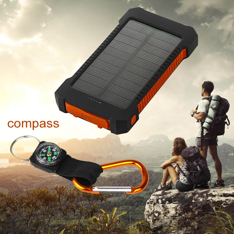 DCAE Solar Power Bank 10000mah Dual USB Li-Polymer Battery Solar Charger powerbank with LED Flashlight Compass for all phone DCAE Solar Power Bank 10000mah Dual USB Li-Polymer Battery Solar Charger powerbank with LED Flashlight Compass for all phone