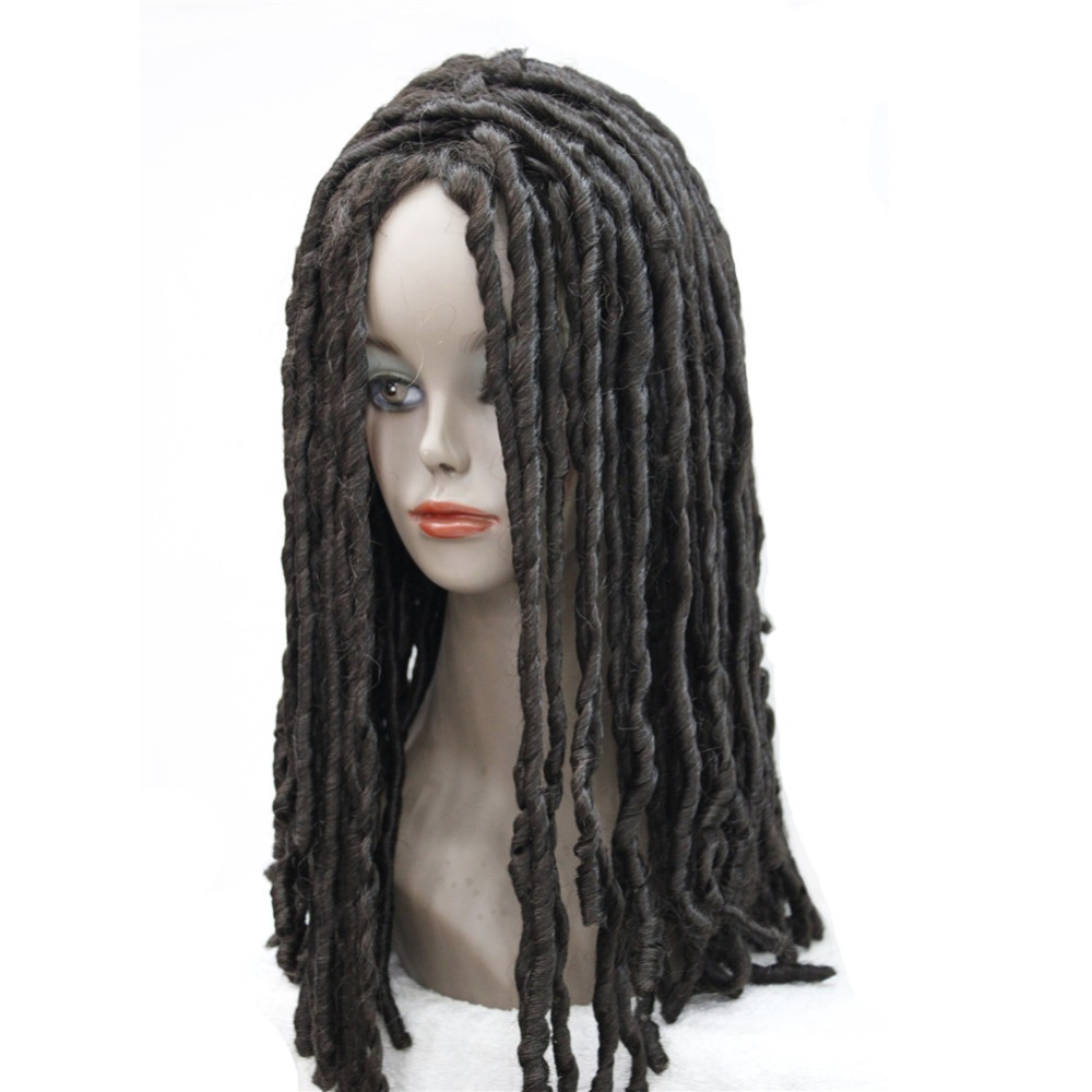 Black Brown Auburn long Dreadlock Wigs Corkscrew Curls Wig for African America 