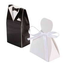 White + Black Bride and Groom Wedding Favour Boxes, Pack of 200 pairs of Style 1