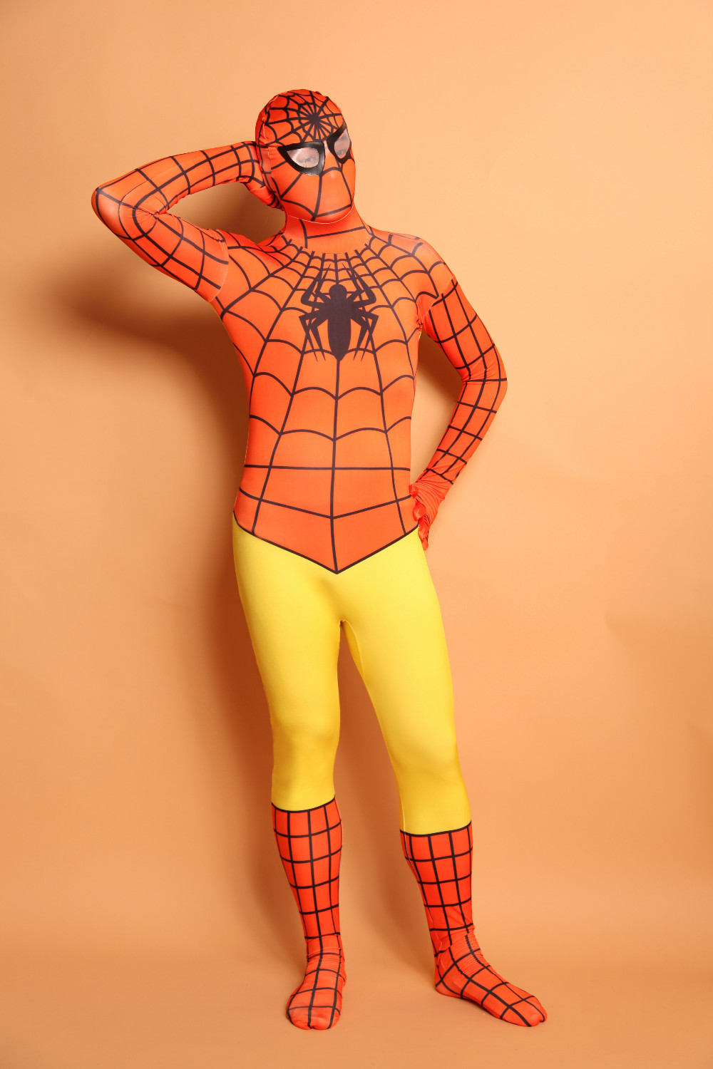 Multicolor Lycra Spandex Spiderman Zentai Suits Orange And Yellow ...