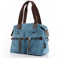 Practical Multifunctional Canvas Cowhide Casual Large Handbag Fashion Casual Preppy Style Women Shoulder Bag Ladies Vintage