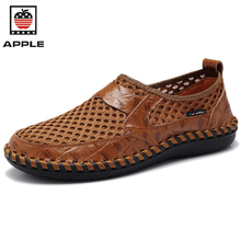 2016New mens fashion flat leather casual shoes Summer Hollow Beach Crocodile head skin&breathable mesh leather casual shoes