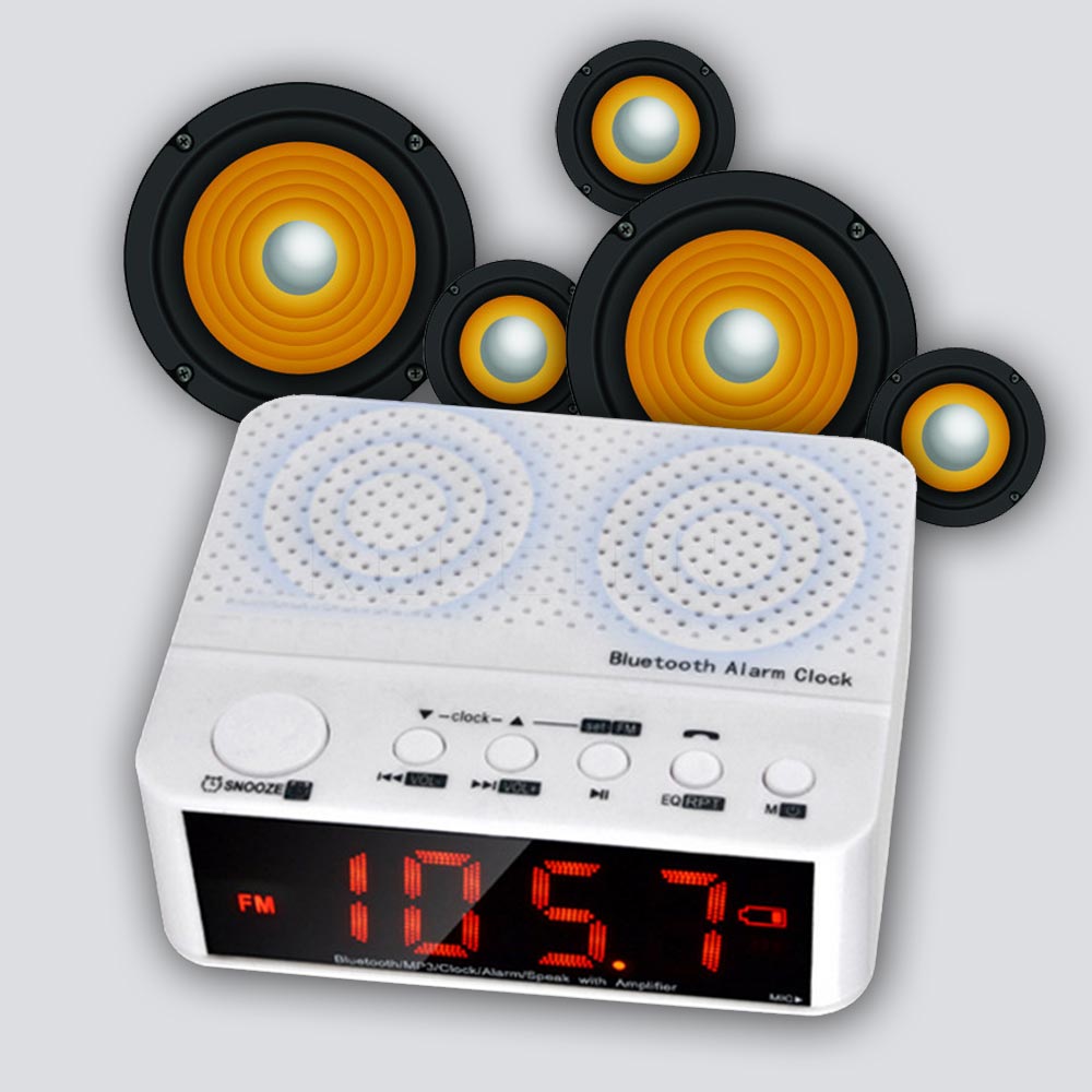 2016 NEW Wireless Mini Clock Alarm Bluetooth V2.1 Speaker with LED Time Display FM Radio TF Reader