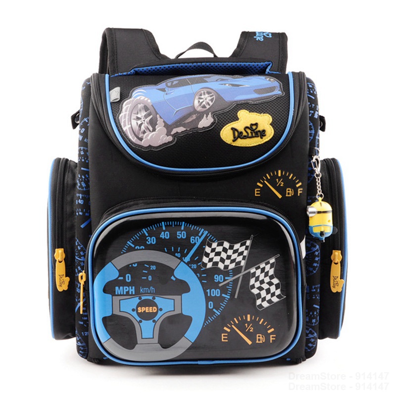 2015 Boys Primary School Bags Dark Blue Cars Aircraft Children's Orthopedic Backpack High Quality Mochila Infantil Bolsas 1-3