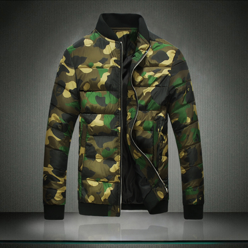New Men's Winter Jackets and Coats Men's Cotton-padded Clothes Stand Collar Cotton Camouflage Fashion Plus Size Down&Parkas
