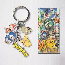 Cartoon Anime Pokemon Toys Figure Colorful Metal Keychain Pikachu cosplay keyring Pendants jewelry For kids Christmas Gifts