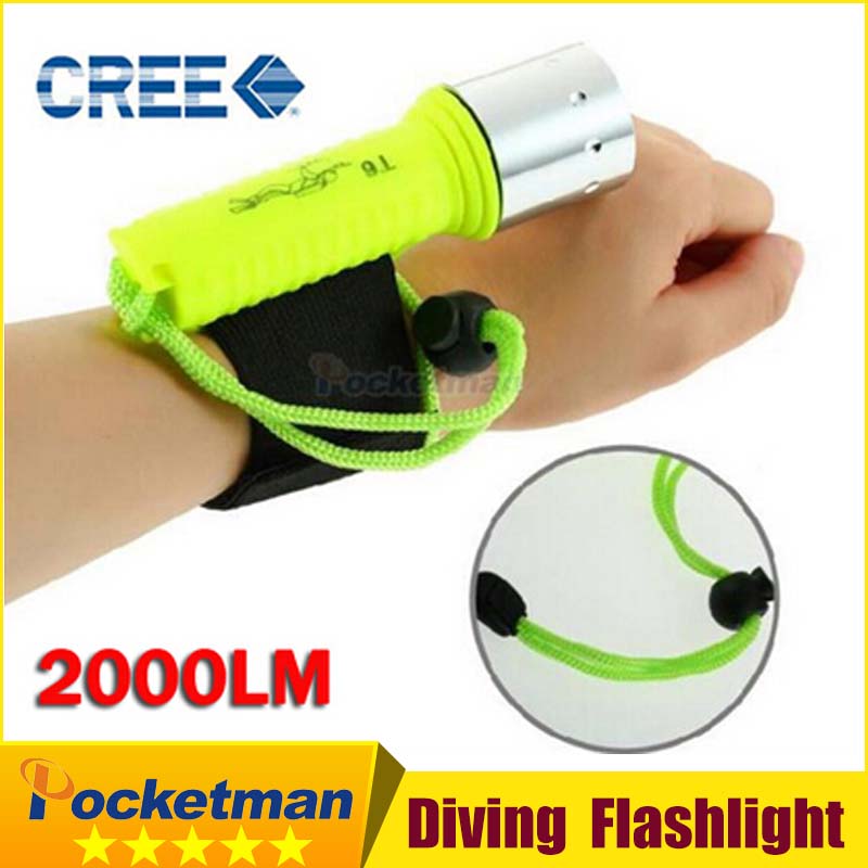 Free shipping 2100LM Diving Flashlight CREE T6 LED Underwater Scuba Dive Torch Waterproof Flash Light Lamp for Diving