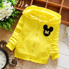 Spring Autumn Solid Color Cartoon M Letter Girls Boys Jackets Cardigan Baby Infant Children Kids Hooded