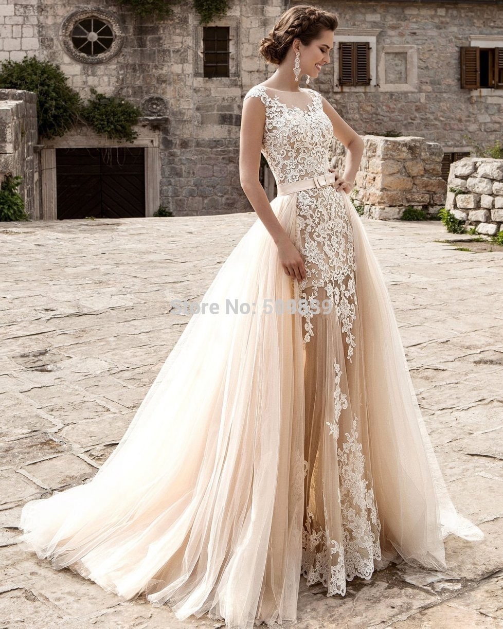 Wedding Wedding Dress With Detachable Skirt popular mermaid dress detachable skirt buy cheap vestido de noiva wedding dresses lace appliques robe mariage sexy trouwjurk 2