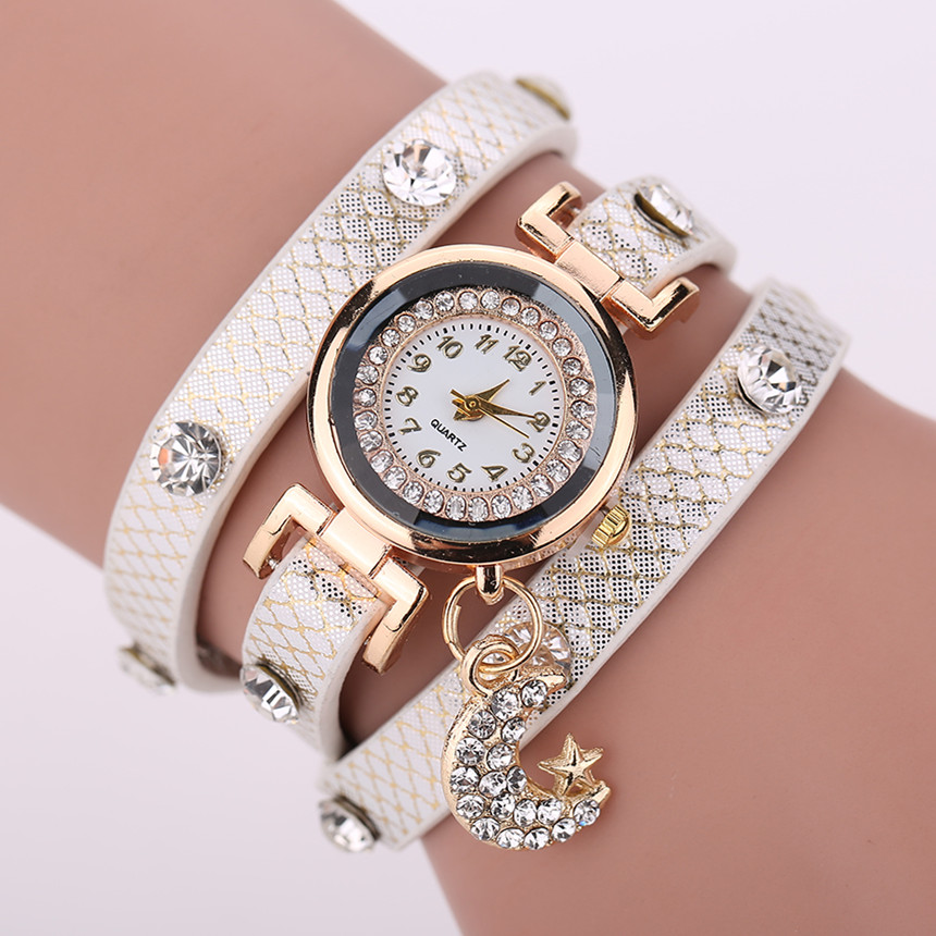 5 colors New Arrival Fashion Leather Bracelet Watch Moon Leather Strap Watch Women Dress Watches 1piece/lot