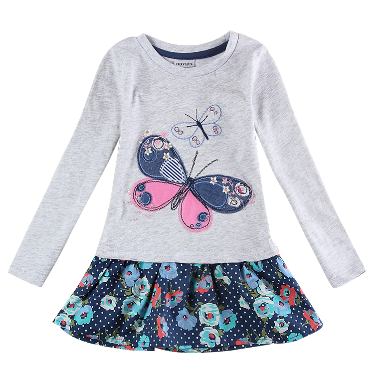2 colors Fashionable girls frock children clothes butterfly kids