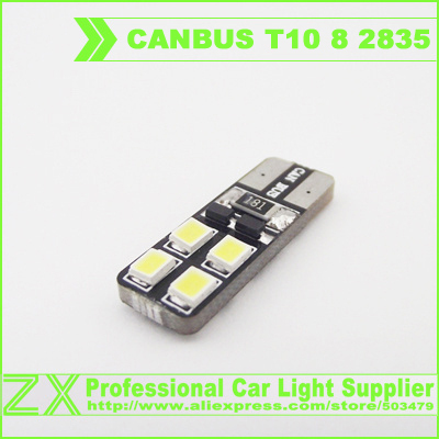 10 . / lot T10 8 SMD 2835   8smd 8led 194 168 W5W DC 12 V CANBUS  OBC   