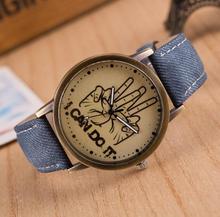 Súper ventas Unisex del cuarzo relojes hombres relojes deportivos reloj de tela de mezclilla mujeres viste el reloj de pulsera relogio masculino F-ship