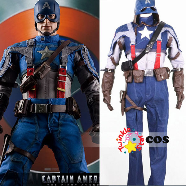 2014 halloween costumes the Avengers new CAPTAIN AMERICAN Cosplay Costume Set winter Jacket Pants men clothing set Custom-Made