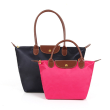 2016free shipping French brand Women long Nylon vintage tote Bag handle Shopping shoulder handbags Folding school Champagne bag