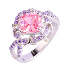 Fashion New Pink Topaz Amethyst 925 Silver Nice Jewelry Ring For Women Size 6 7 8 9 10 Free Shipping Wholesale Valentines Gift