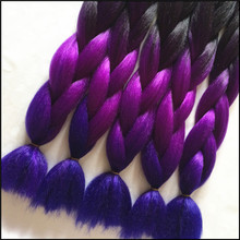 4-10pcs/Lot Black+Purple+Blue Ombre Kanekalon Braiding Hair Kanekalon Jumbo Braid Hair,Ombre Braiding Hair Synthetic Braids Hair