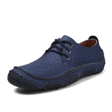 New 2015 Handmade High Quality Men Flat Shoes Genuine Leather Breathable Casual Moccasins Summer Men Loafers
